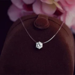 Shiny Zircon Stone Transparent Invisible Fishing Line Pearl Choker Simple Fashion Women Trendy Elegant Daily Necklaces