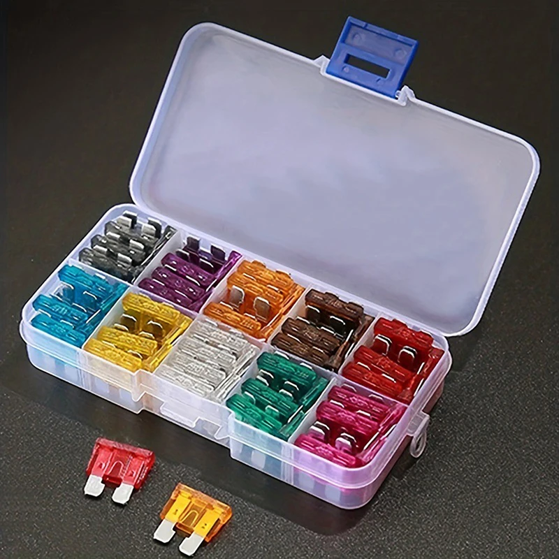 50/100pcs Car Fuse Assortment Set Profile Middle Size Blade Type Fuse Auto Car Truck 2-35A Fuse With Box Clip