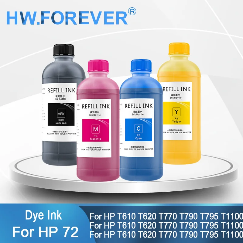 

500 мл для HP 72 сменные чернила для HP T610 T620 T1200 T1100 T770 T790 T795 T1120 T1300 T2300 T1100PS T1120PS чернила для принтера