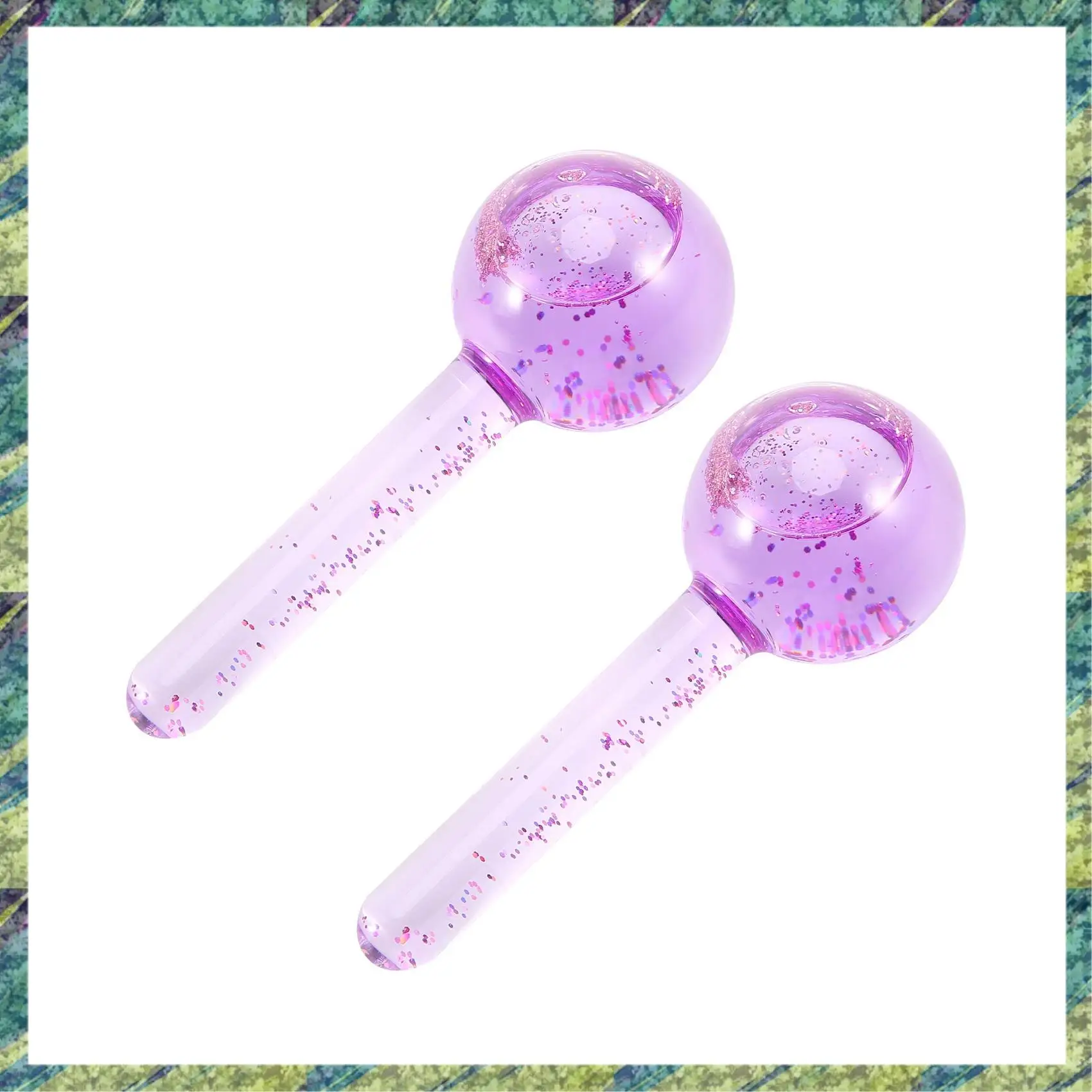 

Nana 2Pcs Beauty Ice Hockey Face Massage Skin Care Crystal Glass Beauty Ball Ice Wave Stick