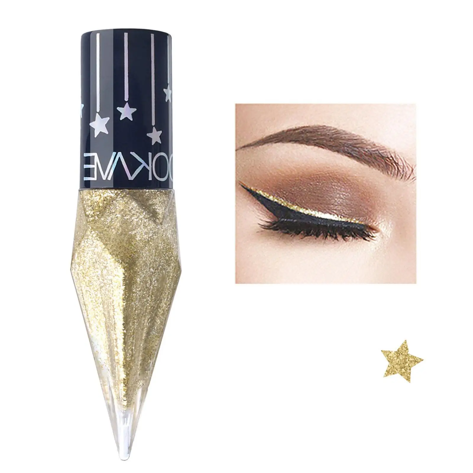 Starry Glitter Liquid Eyeliner langlebige, wasserdichte und präzise Mini-Bürste für Damen Make-up Kosmetik q4s6