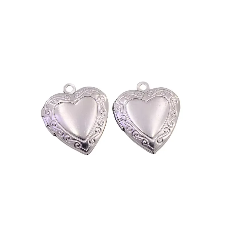 

BoYuTe (100 Pieces/Lot) 316 Stainless Steel Heart Shaped Locket Pendant 22*20mm Can Open Photo Locket Diy Jewelry Accessories