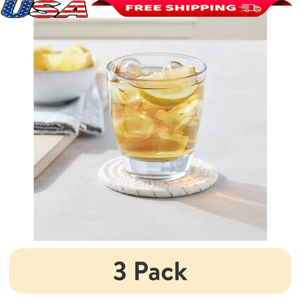 

Set of 4 Reeve 12.5 oz Handblown Drinking Glasses Stackable Durable Clear Beverage Drinkware Iced Tea Cocktails Water