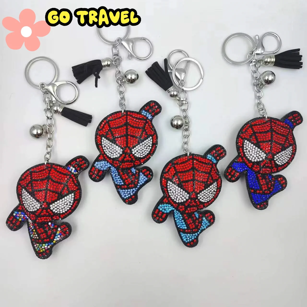 

Avengers Anime Peripheral Spider-Man Diamond Key Chains Accessories Car Keychain Cartoon Doll Pendant Men Toys Birthday Gift