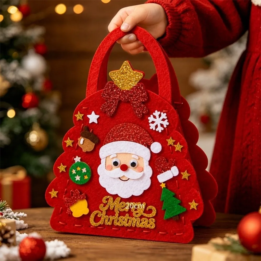 Non-woven Fabric DIY Christmas Bag Pre-cropping Snowman Xmas Candy Bag Penguin Santa Claus Handmade Handbag Kindergarten