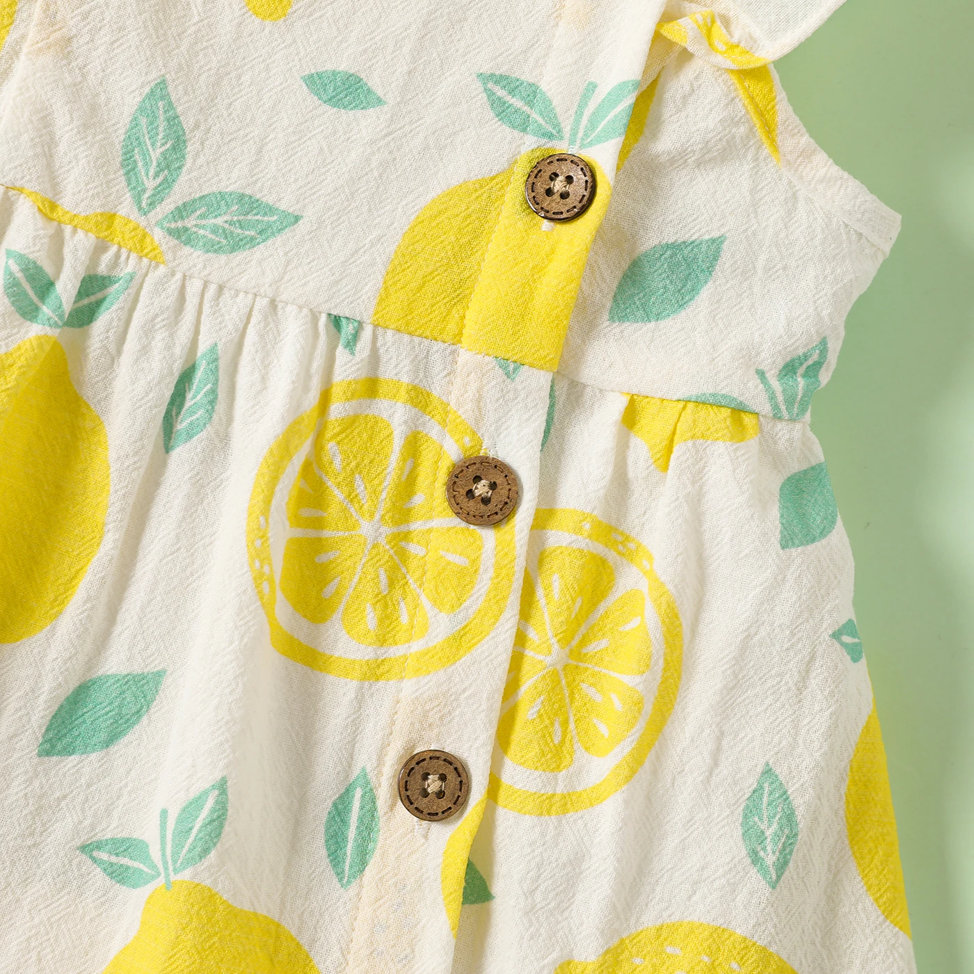 PatPat 1pc Baby Girl Plaid&Lemon&Fruit Sweet Dress