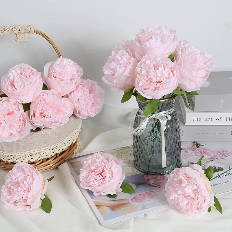 3/5/10 Stück 20 cm Pfingstrose Künstliche Blumenköpfe mit Stiel für Zuhause, Raumdekoration, Hochzeitsdekoration, DIY-Handwerk, Kranz, Geschenke, Zubehör – Detail 6