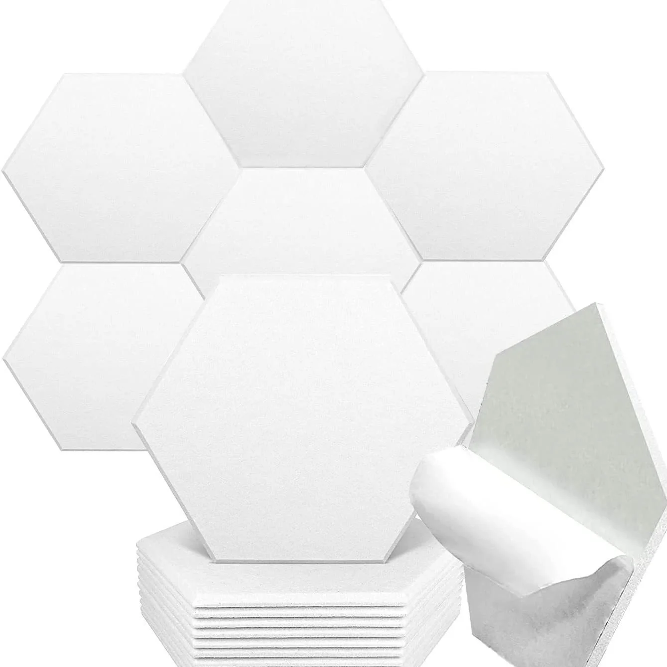 Hexagon Felt Bulletin Board Tiles DIY Wall Acoustic Panels, Soundproof Wall Panels 12 x10 x 0.4 Inches, Sound with Self-Adhesive