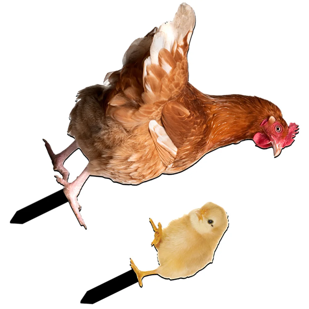 

2pcs Garden Chicken Stake Decor Acrylic Yard Ornament Outdoor Lawn Decoration Simulation Hen Insert Garden Animal Stake