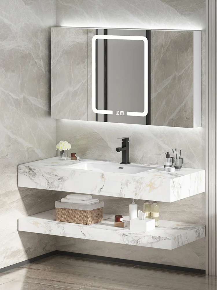 Rock slab integrated basin washbasin toilet washbasin cabinet combination double bathroom cabinet modern simple washbasin pool