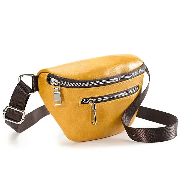 

Fashion Solid Zipper Crossbody Shoulder Bags for Women Retro Luxury PU Leather Purse Waist Bag Leisure Tourism Mobile Wallet