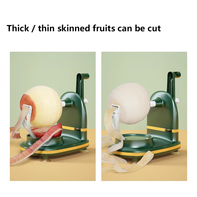 Pelador automático de frutas con manivela, multifunción, de acero inoxidable, para el hogar