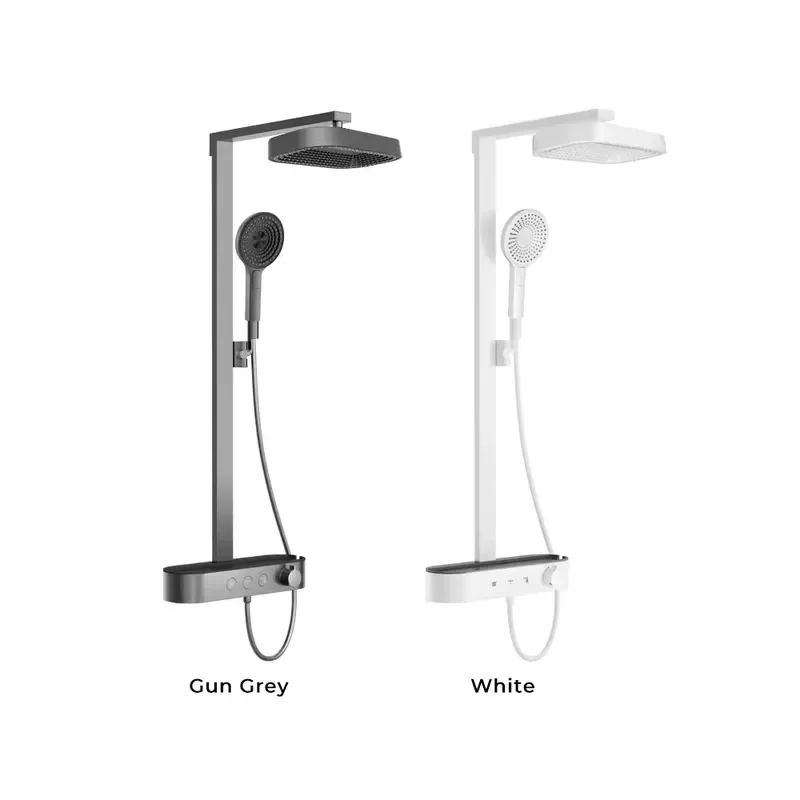 Grey High Quality Piano Key Hot and Cold Bathroom Products 3 in Rain Shower Head Thermostatic Shower Set Design