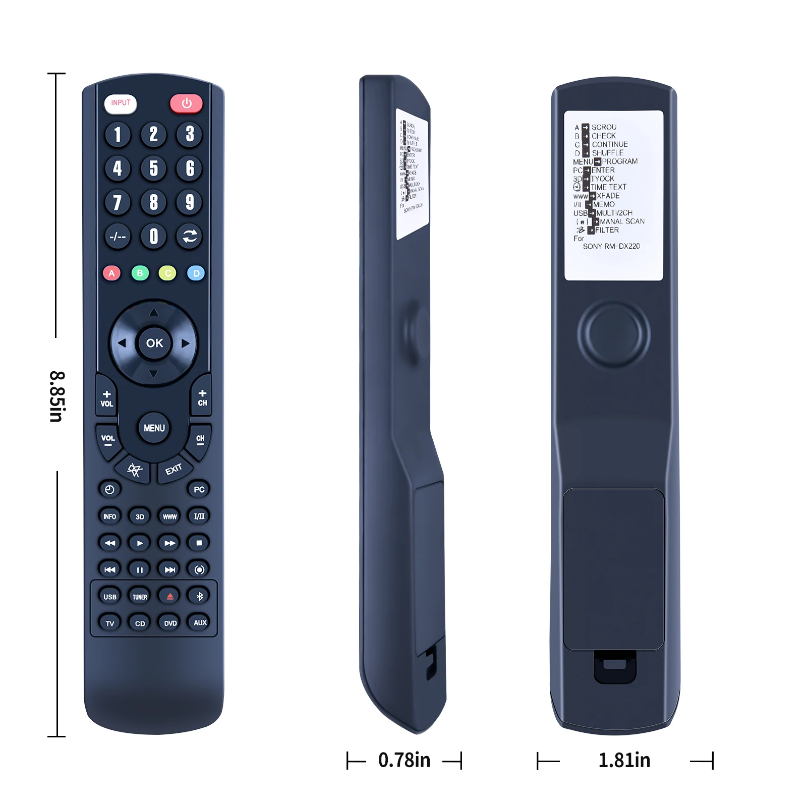 RM-DX220 Remote control untuk SONY CDP-CX220, CDP-CX225, CDP-CX230, CDP-CX235