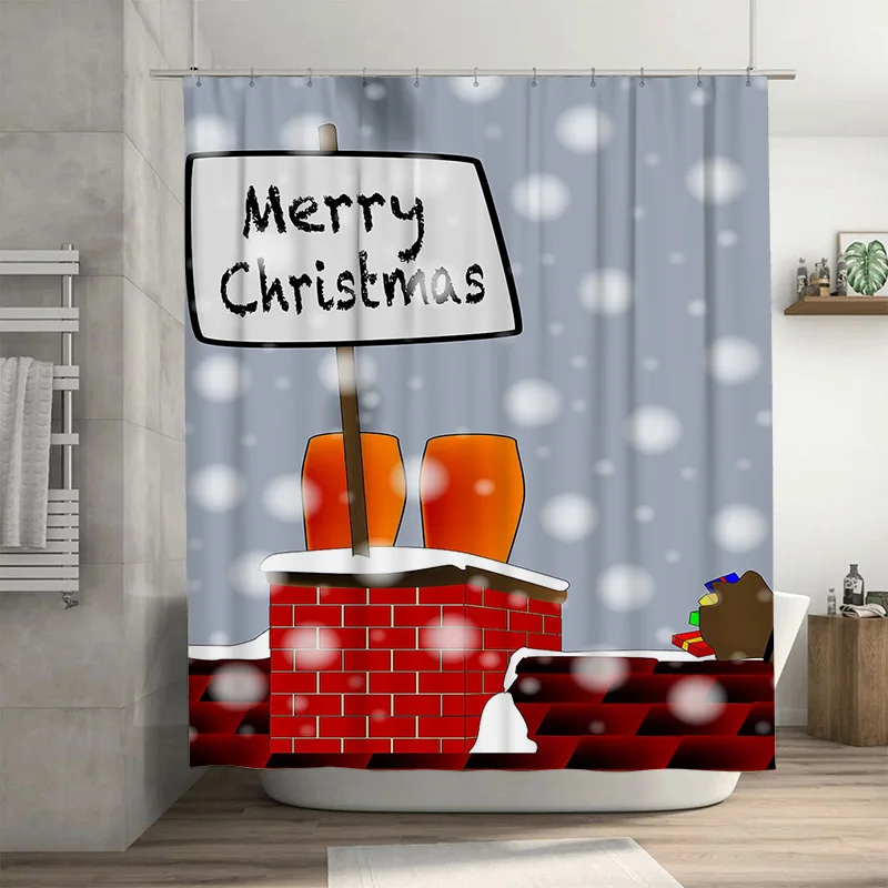 

Tuniu Charming Christmas Cat Bath Curtain Festive Holiday Shower Curtain Adorable Kitten Decor Cozy Bathroom Set Unique Home Acc