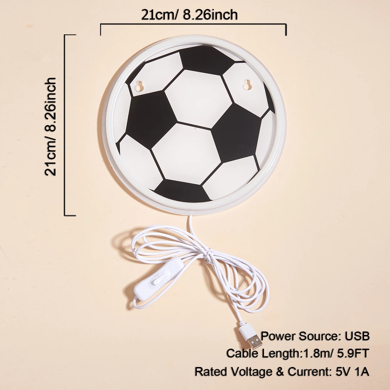Chi-buy LED Neon Football USB Powered Neon Signs Night Light Suitable for Bedroom, Wedding, Game Room, Gift