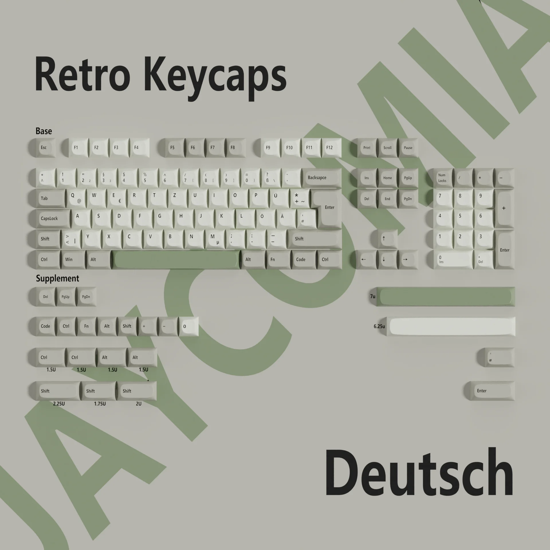 

German Keycaps PBT Material JMA Profile Retro Design ISO Layout 7u Space Bar Big Set Key Caps For Mechanical Keyboard Wooting