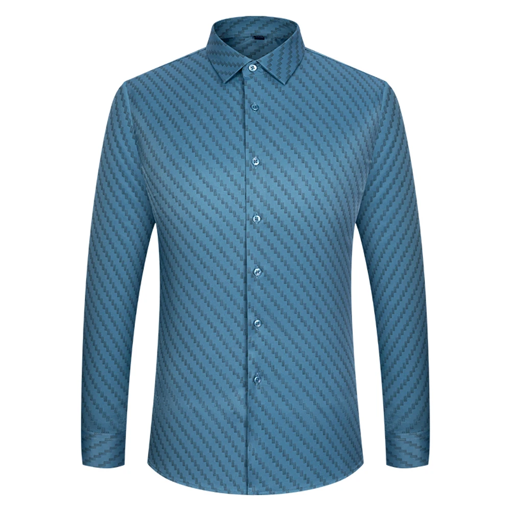 Men's Long Sleeve All-over Print Button Up Shirt without Pocket Soft Comfort Stretch Easy Care Business Casual Menswear Clothing