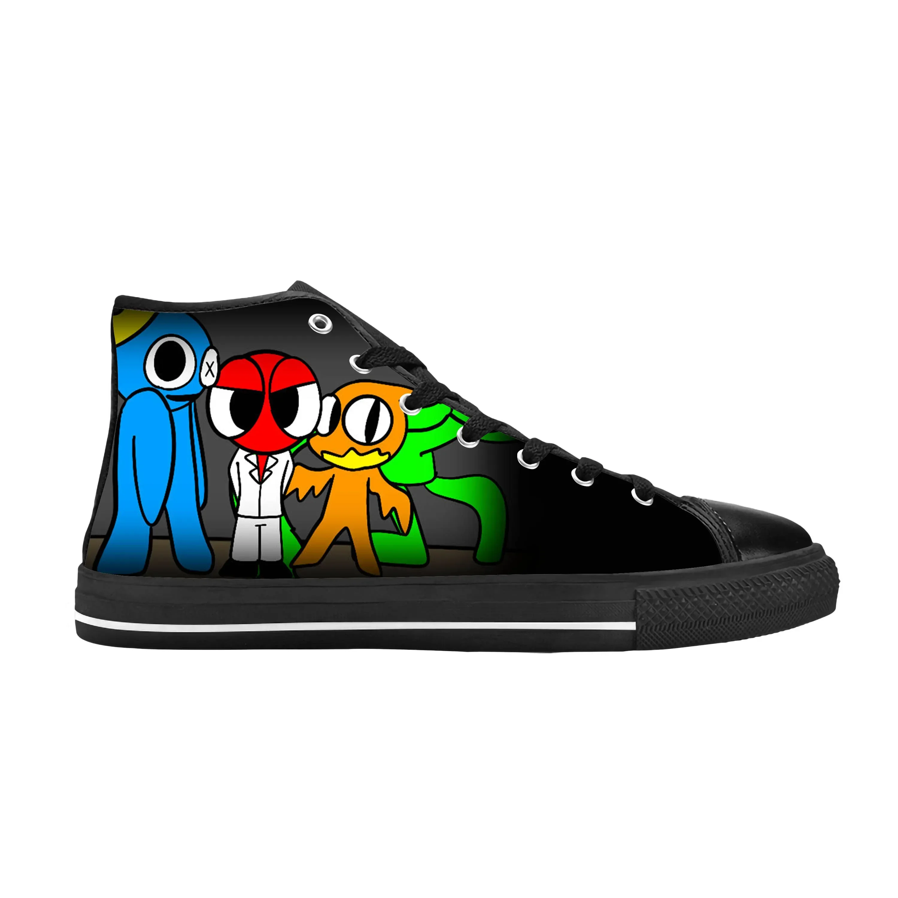 Hot Friend Anime juego de dibujos animados Manga Comic Rainbow Casual zapatos de tela alta cómoda transpirable personalizado hombres mujeres zapatillas de deporte