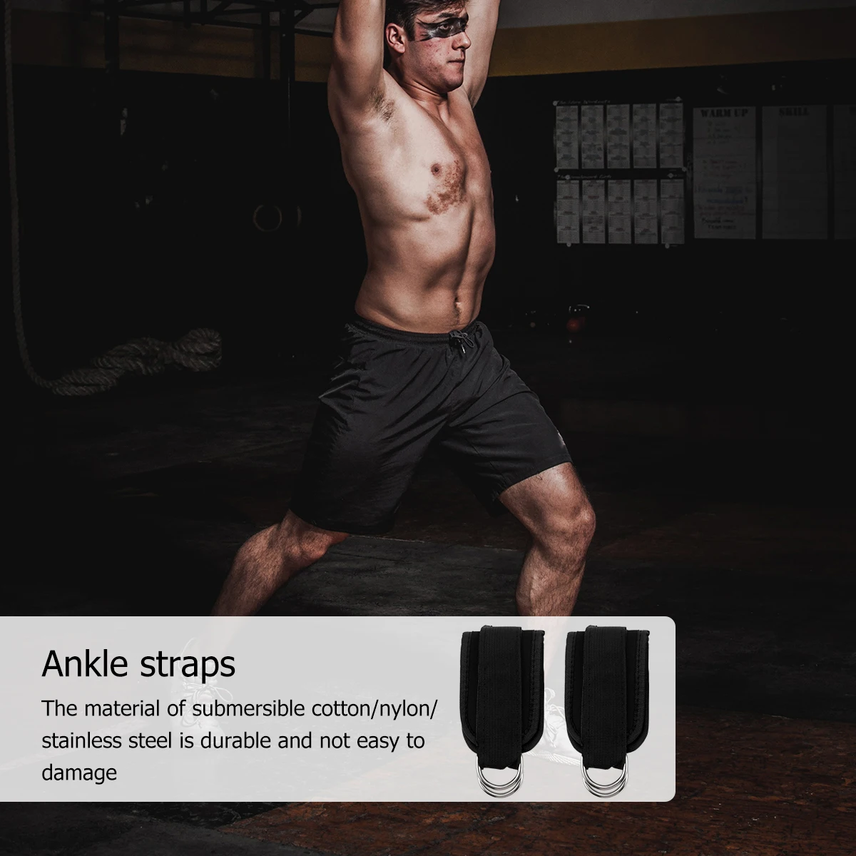 

1 Pair Fitness Padded Ankle Strap Durable Nylon Stainless Steel Double Buckle Design For Leg Workouts Weight-Bearing Exercises