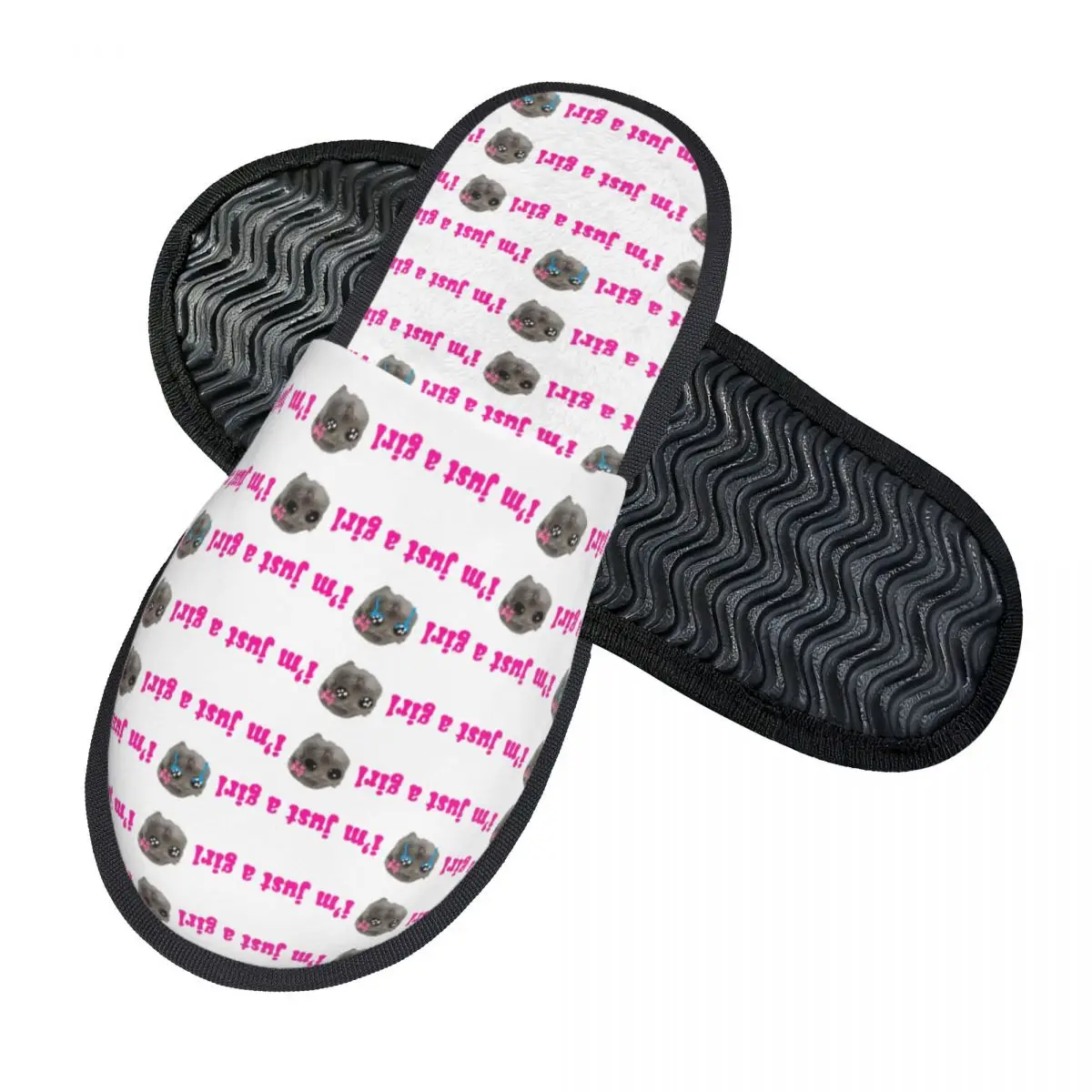Custom Sad Hamster Meme Slippers Memory Foam Warm Soft Women House Slipper Bedroom Comfy Shoes