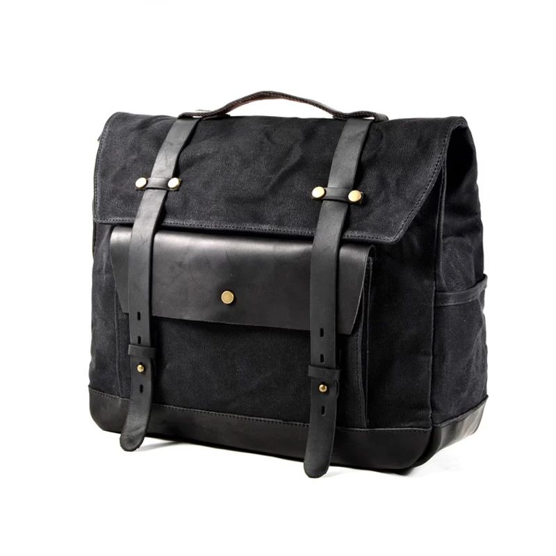 

Retro Motorcycle Saddle Bag Waterproof Motorbike Side Bag Large Capacity Saddlebags Canva Motorcycle Backpack Vintage