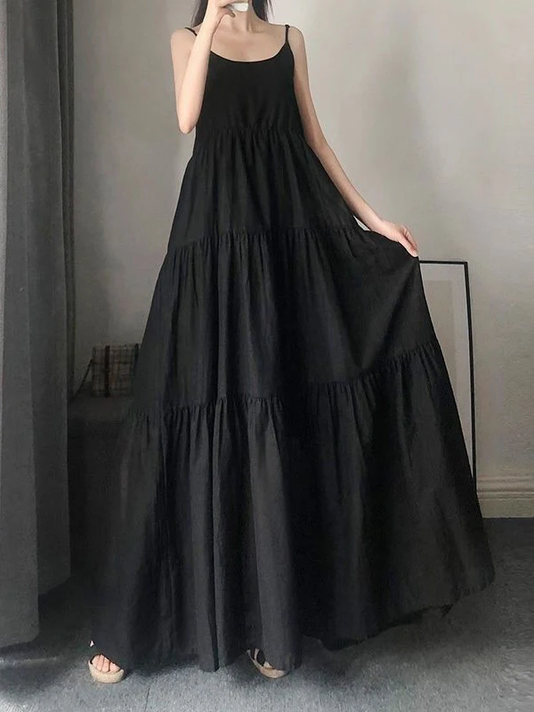 Sommerliches, frisches und elegantes Damenkleid, langes, sexy Trägerkleid mit Bauchbedeckung, schlankmachendes, extra langes Kleid bis zum Knöchel. – Detail 3