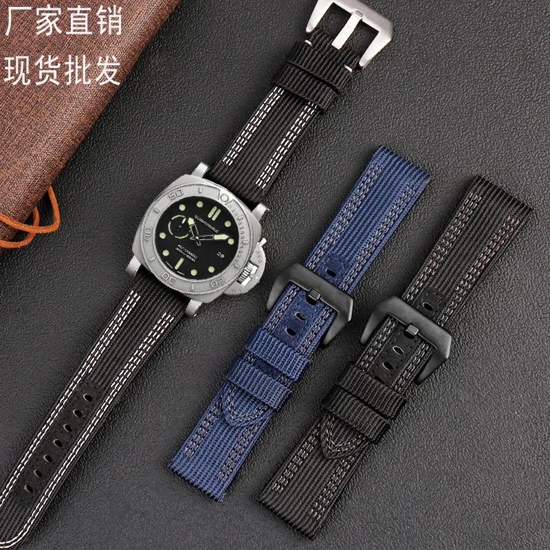 Spot Wholesale Nylon Canvas Watch Strap Applicable For Panerai 00984 985 Sneaking 441 Series Watch Strap 24mm 26mm for man