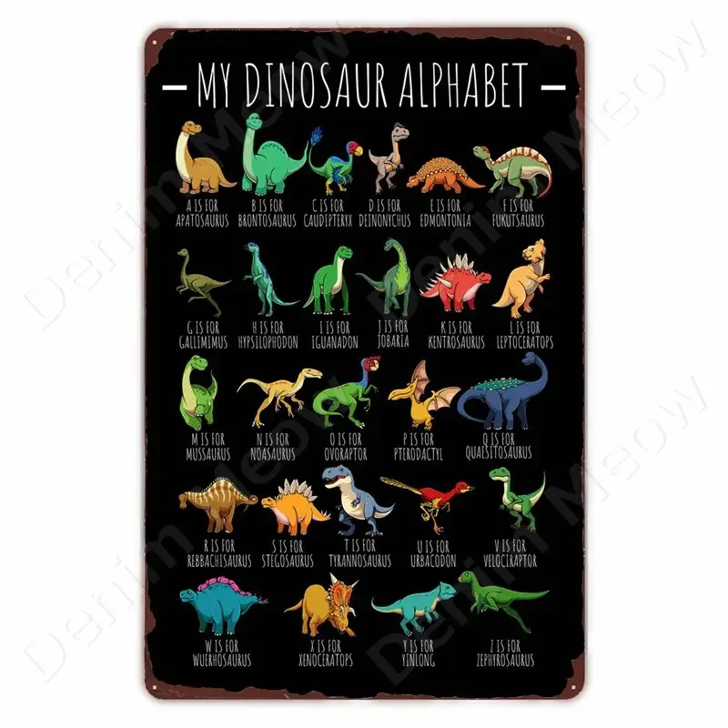 

Dinosaur in the Bathroom Wall Art Print, Fossil Vintage Metal Tin Sign, Club Room, Home Decor, Animal Bones Poster, Painting