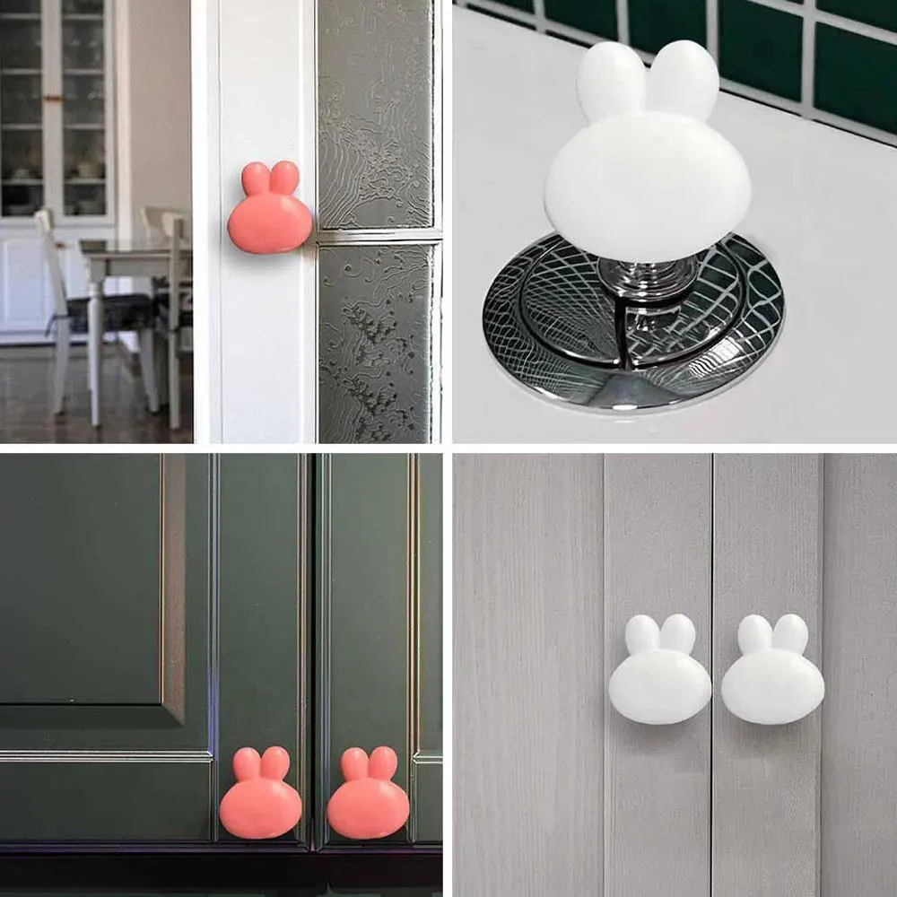 Kawaii Handle Toilet Press Button Rabbit Shaped Press Tank Push Switch Toilet Bathing Room Decoration Water Press Flush Button