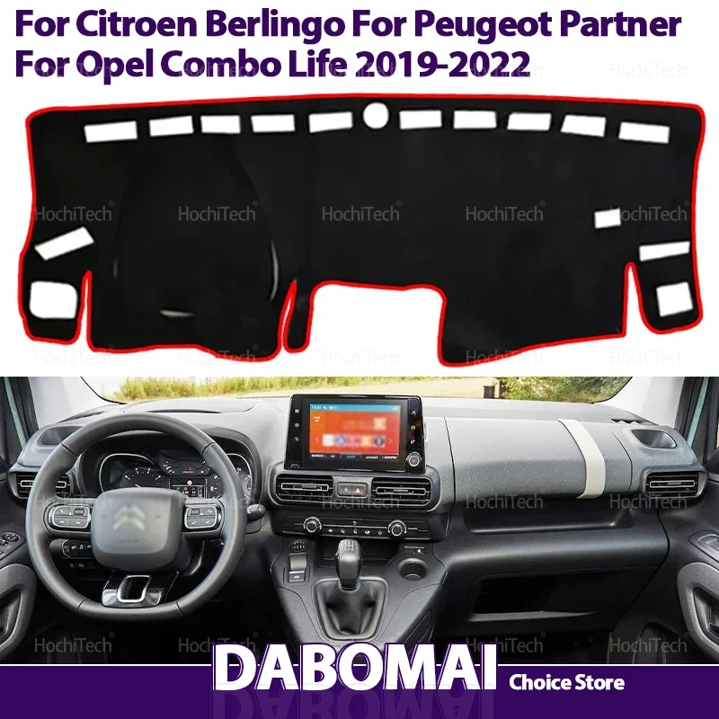 Auto-Armaturenbrett-Abdeckung, Armaturenbrett-Matte, Teppich, Sonnenschutzmatte für Citroen Berlingo, für Peugeot Partner, für Opel Combo Life 2019 2020–2022