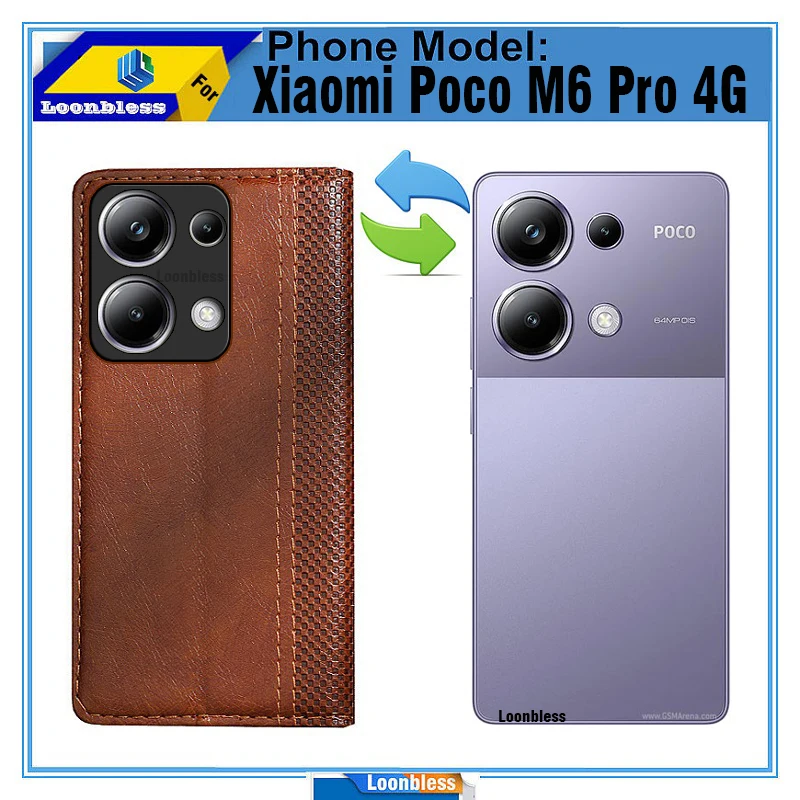 Funda celular para Xiaomi Poco M6 Pro, Cartera para teléfono, Funda Global, Funda de piel para libro, Funda Etui Poco M6 Pro 4G 5G Poco M6 M 6 PocoM6 Pro