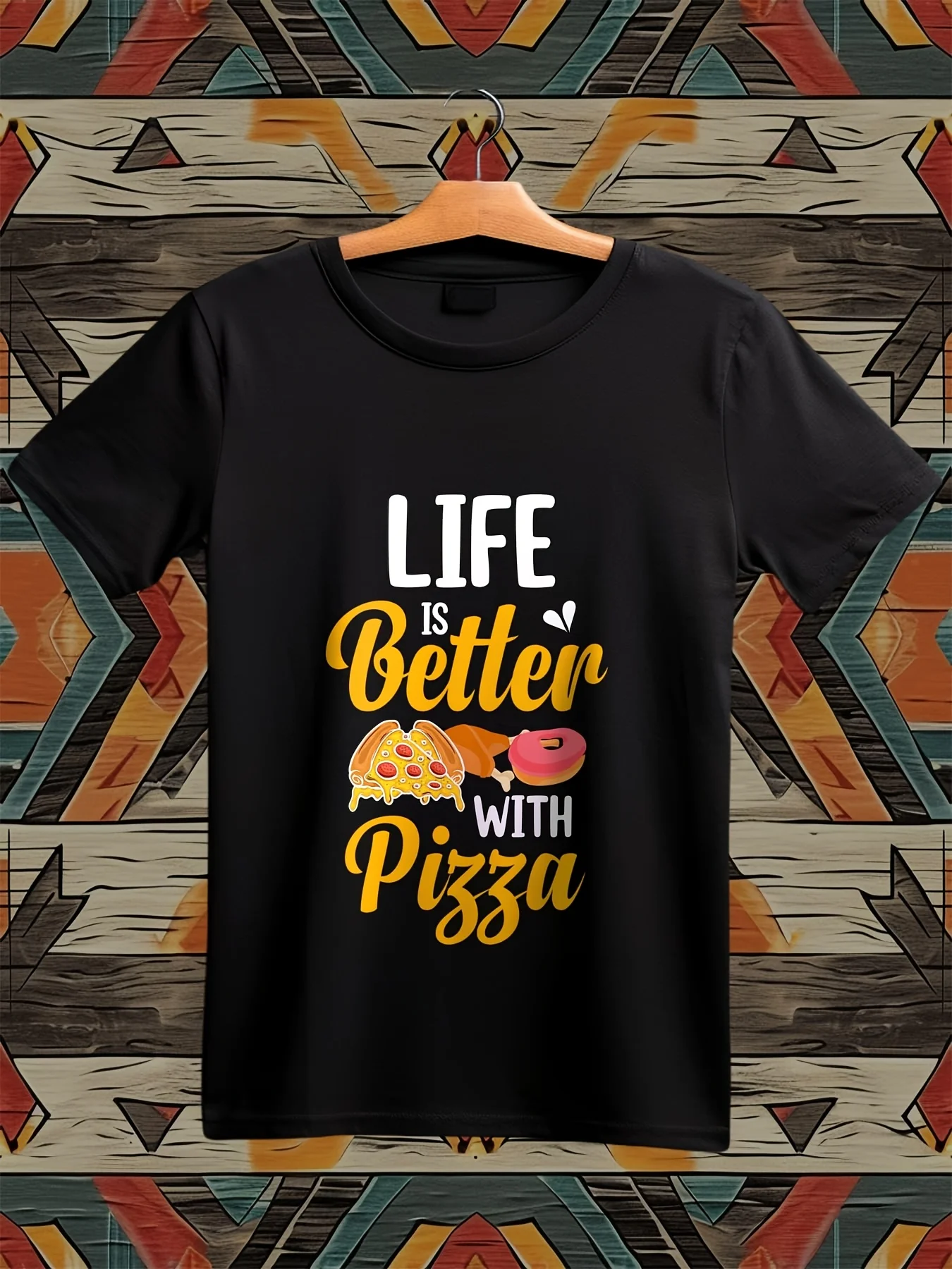 

T-Shirts with Pizza Designs Make Life Better. Unisex Casual Streetwear with a Soft, Pure Cotton Fit, Perfect Gift for Boyfriend, Girlfriend or Pizza Lovers