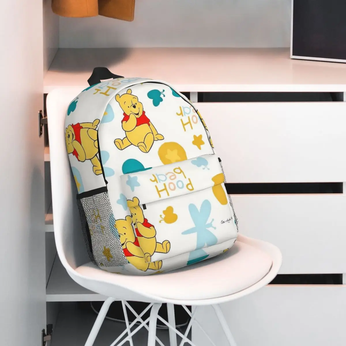 Pooh Urso Mochila para Meninos e Meninas, Mochila Estudantil de Grande Capacidade, Leve, Impermeável, 15 Polegada