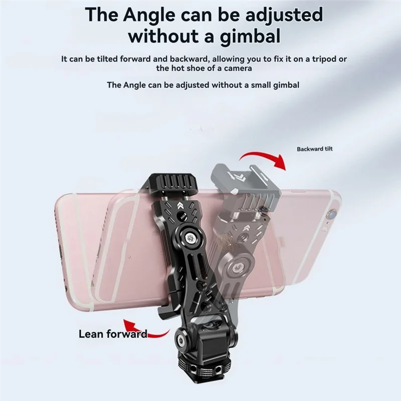 

X64A-360° Rotatable Phone Holder Cold Shoe Mount 1/4" ARRI Hole Vertical Shooting For Iphone For Android DSLR Clamp