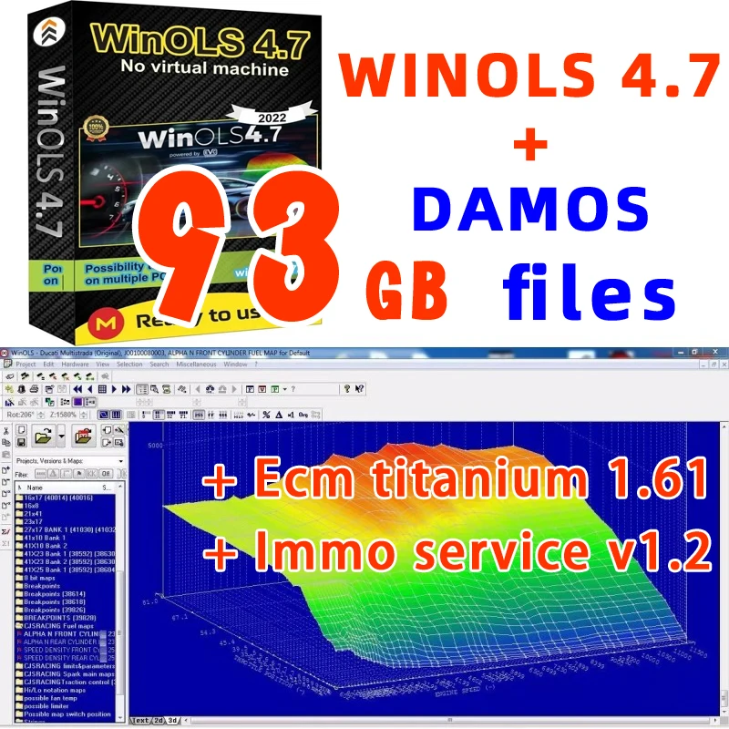 

2023 Hot Selling WinOLS 4.7+ 93GB WINOLS DAMOS BIG PACK+ ECM TITANIUM 26100+ immo service tool v1.2 All Data Auto Repair Softwar