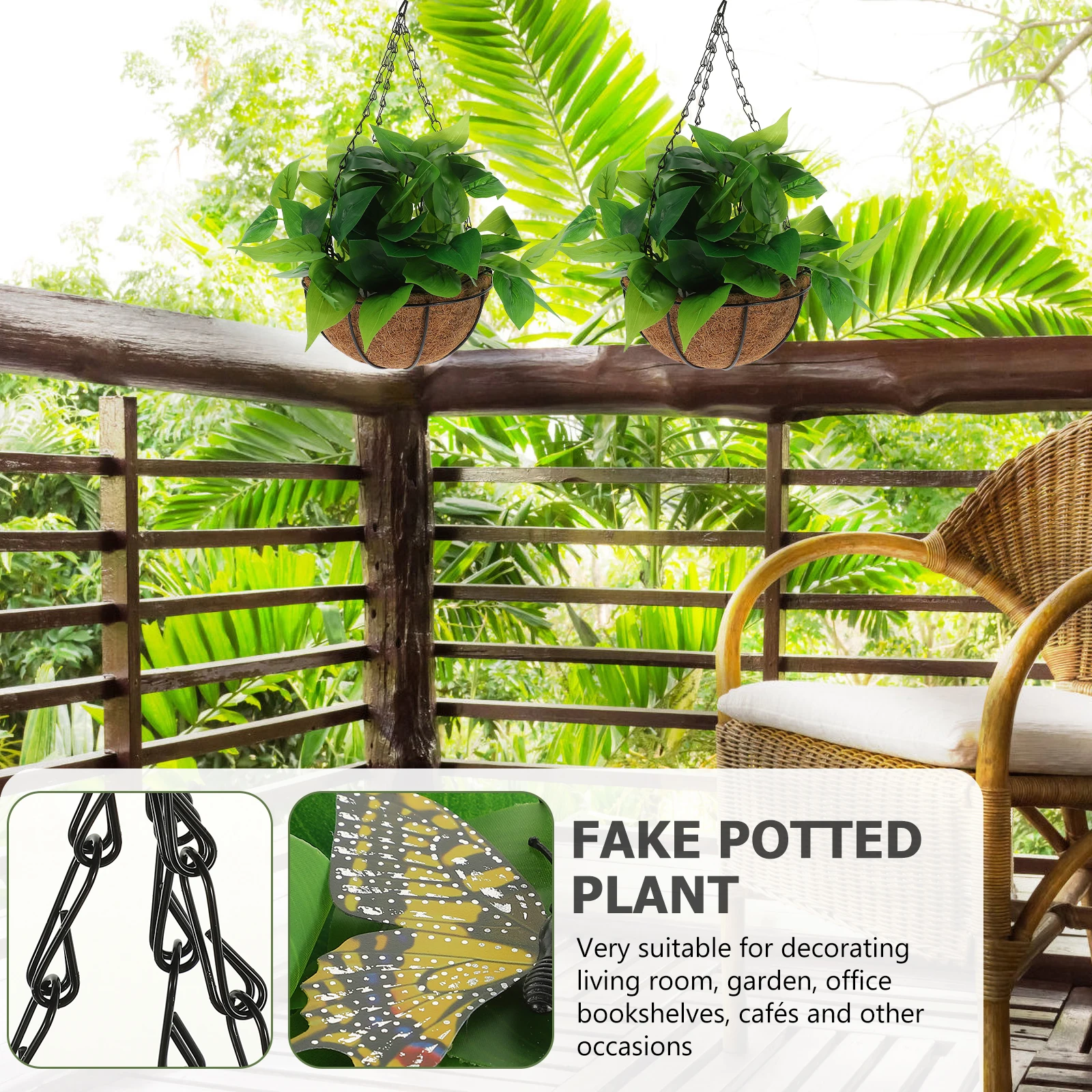 

1pc Simulated Plant Decor Epipremnum Aureum Hanging Basket Artificial Vivid Home Office Decoration Iron Frame Creative Faux