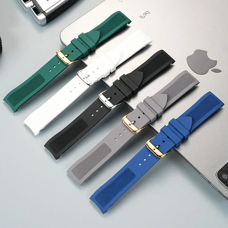 アーク型フッ素ゴムストラップティソ腕時計 1853 T41 リロック機械式スポーツ防水ゴムブラックブルー時計ストラップ 19 ミリメートル