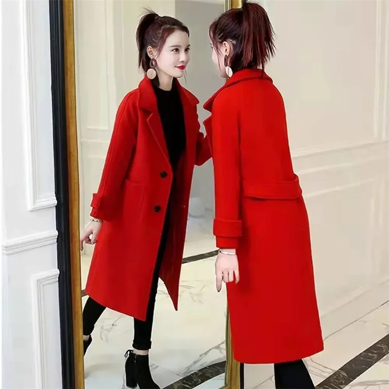 

Woolen Coat for Women Mid to Long Style 2025 Autumn and Winter New Style Women's Loose and Slimming Woolen Coat Woolen Coat WLF