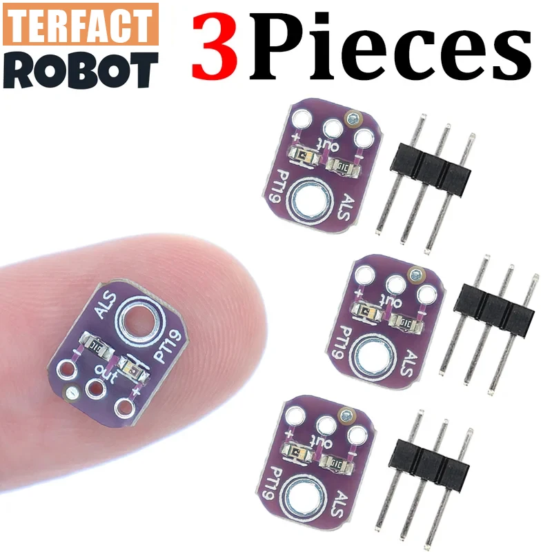 TERFACT 3pcs ALS-PT19 Analog Light Sensor Module High Dynamic Range Light Sensor Breakout Board 2.5V-5.5V Light UV Sensor Module
