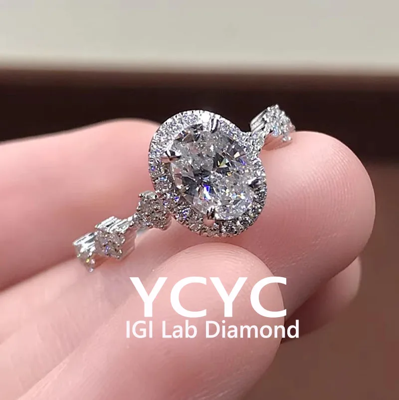 14K White 5Ct IGI Lab Grown Diamond Ring Oval Cut Diamond CVD HPHT DEF VS-VVS Wedding&engagement Ring ﻿