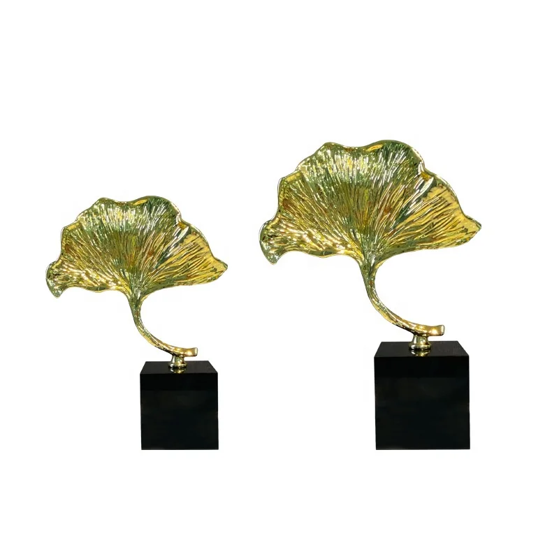 Luxury Metal Ginkgo Leaf Creative Ornaments Model Room Other Home Accessories TV Cabinet Study Accessories Gift