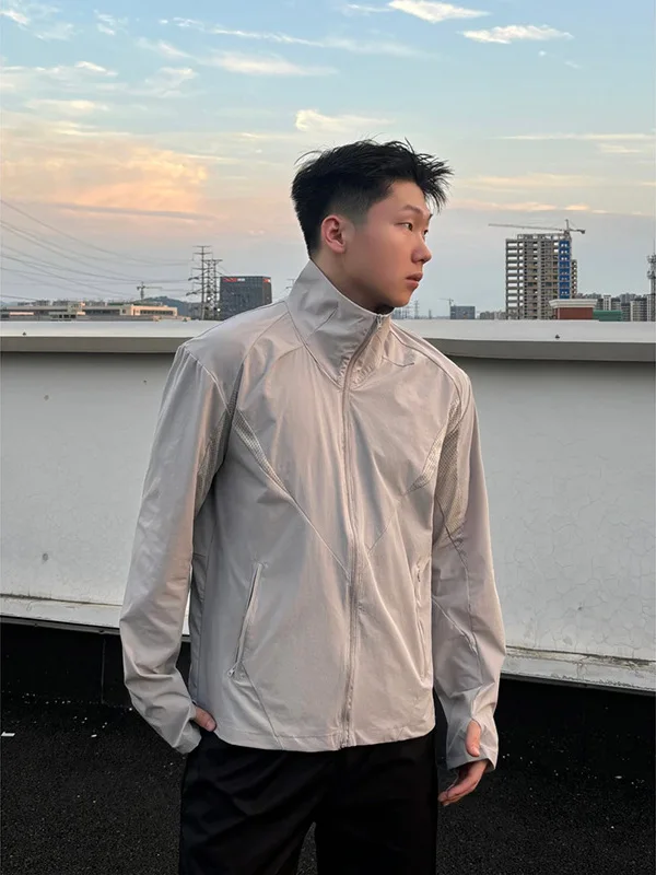 

American Sle Me Sports Breathable Light Summer Outdoor Clothing Men's Skin Jaet Trendy Stand Collar Sun Protection