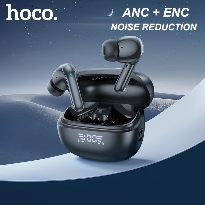 HOCO Wireless ANC+ENC Noise Reduction Earphone APP Control HiFi Stereo Music EQ Sound Bluetooth 5.3 Headset Support Dual Connect