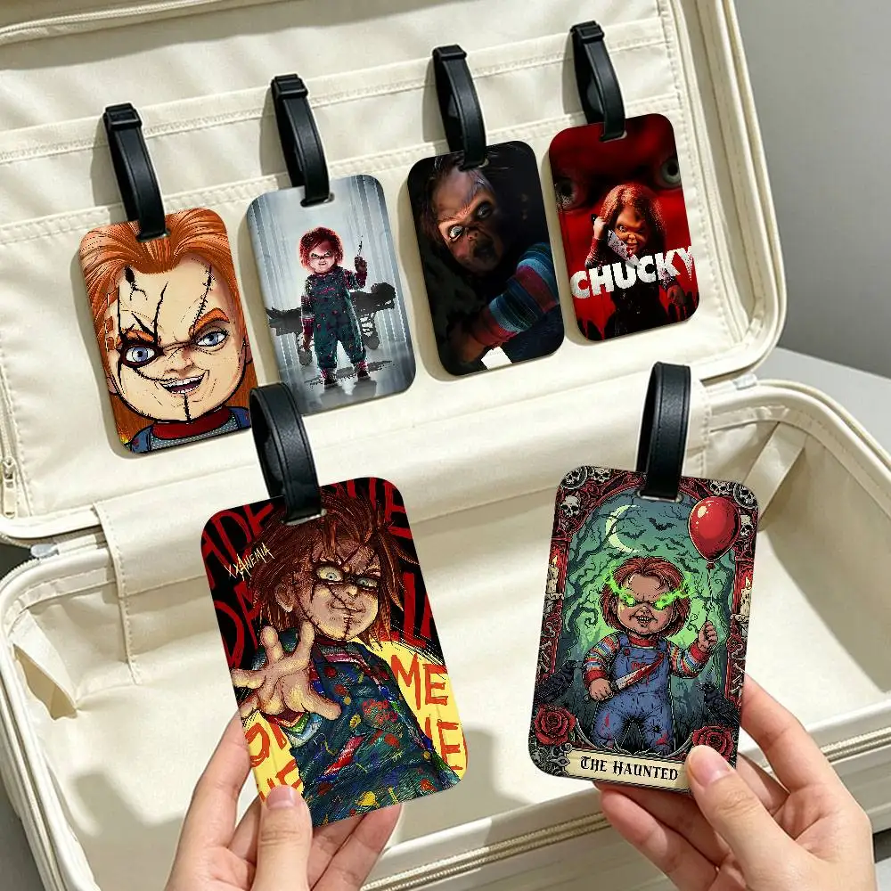 Classic Horror Movie Chucky Child's PVC Anti lost Luggage Identifier Tag Removable Information Card Holder Travel Baggage Tag