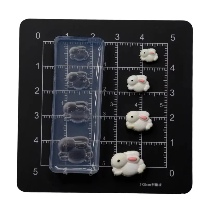 Miniature Cute Bunny Mold Ultra-light Clay Silicone Molds Soft Pottery Handmade Rabbit Uv Glue Mold Polymer Clay Tool