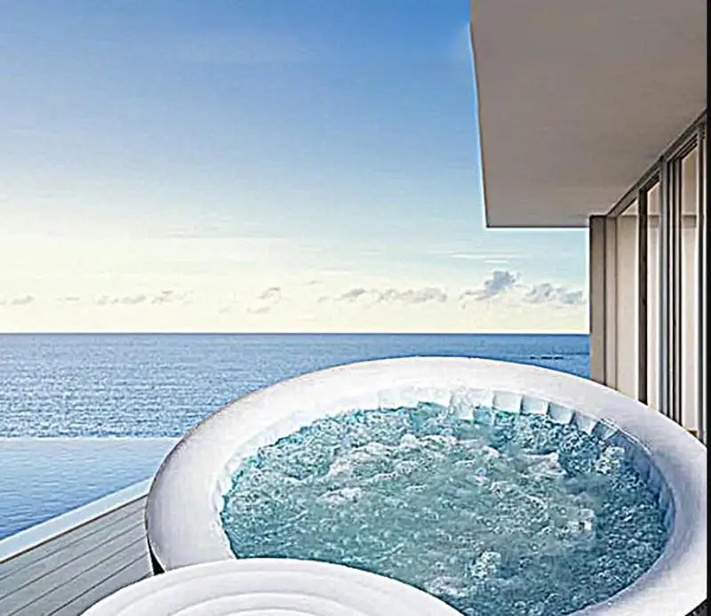 

Inflatable Energy Saving Round Hot Tub Lid Outdoor Spa Pool Windproof Rain Overflow Thermal Cover 140cm Diameter