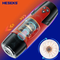 HESEKS Hands Free 7 Thrusting Rotating Modes Masturbators For Men Intelligent Voice Pussy Vaginas For Men Adult Sex Toys For Men