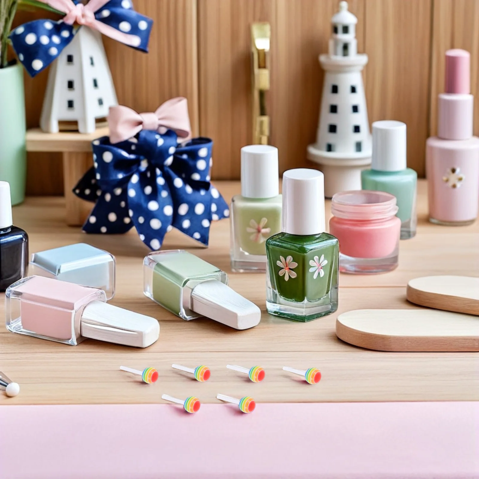 

60Pcs Colorful Resin Lollipop Nail Charms Mini Candy Decorations for Nail Art Party Manicure Resin Lollipops Candy Charms