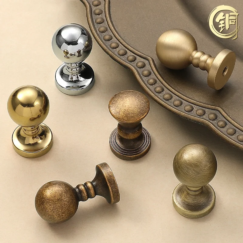 French Retro Spherical Drawer Handle Single Hole Cabinet Handle Wardrobe Door Knobs Cupboard Drawer Kitchen Furniture Handles